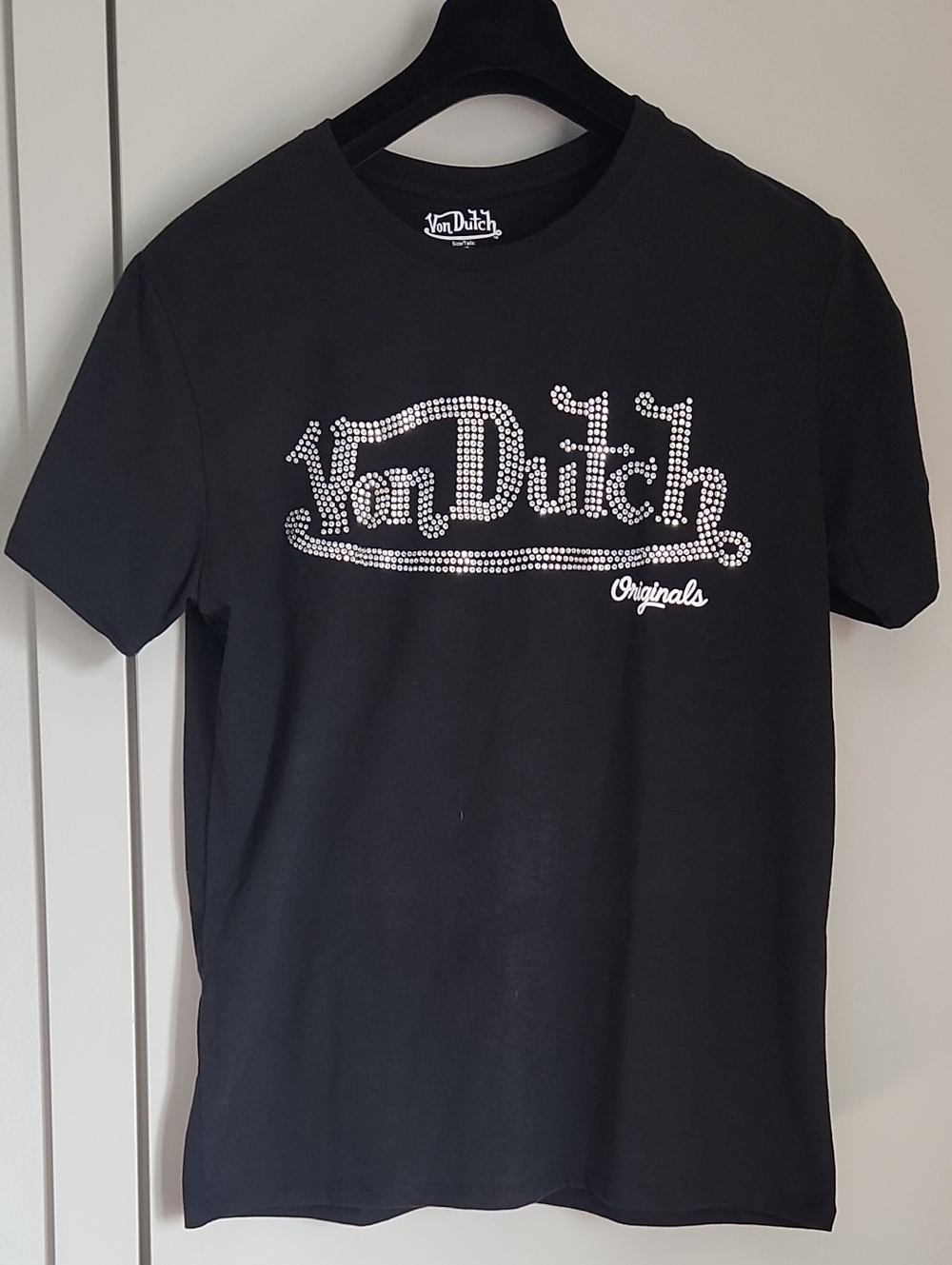 Von Dutch Black Short-Sleeve Tee with Crystal Logo
